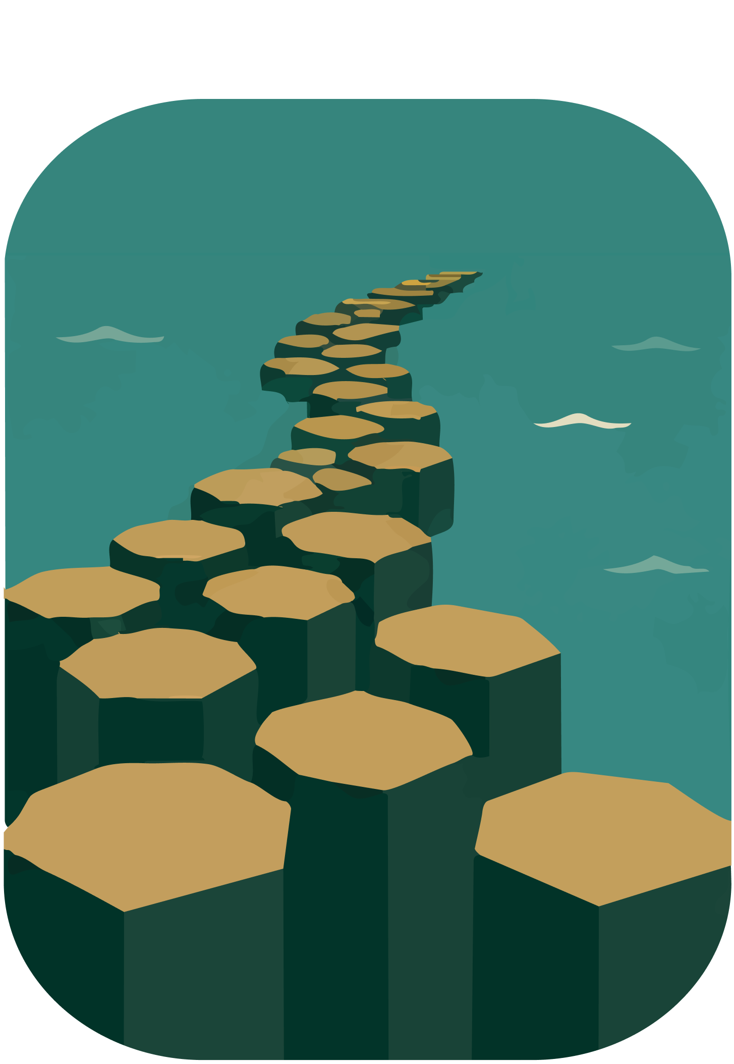 Finn hurling basalt columns into the sea