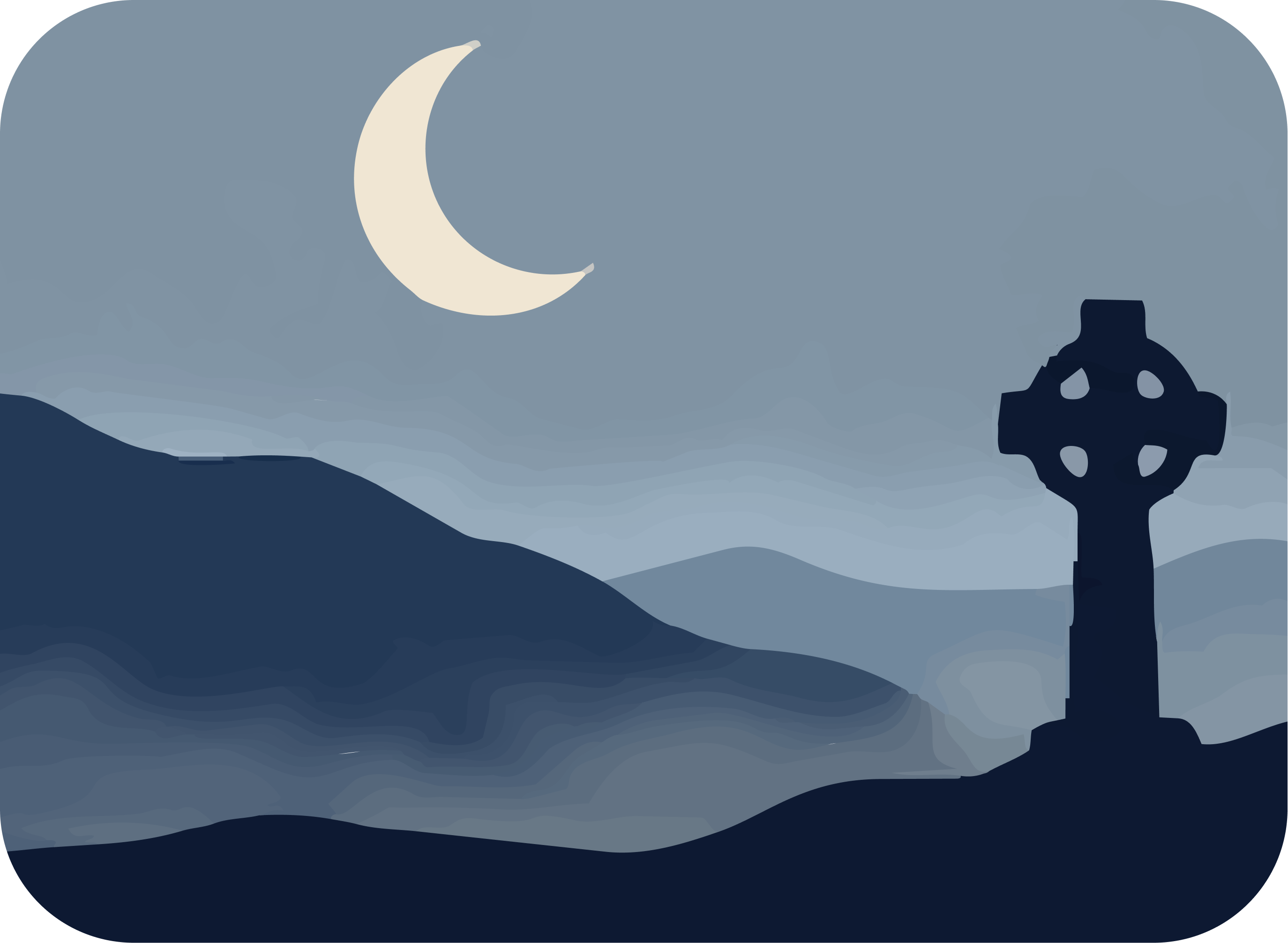 Misty Irish hills at dusk